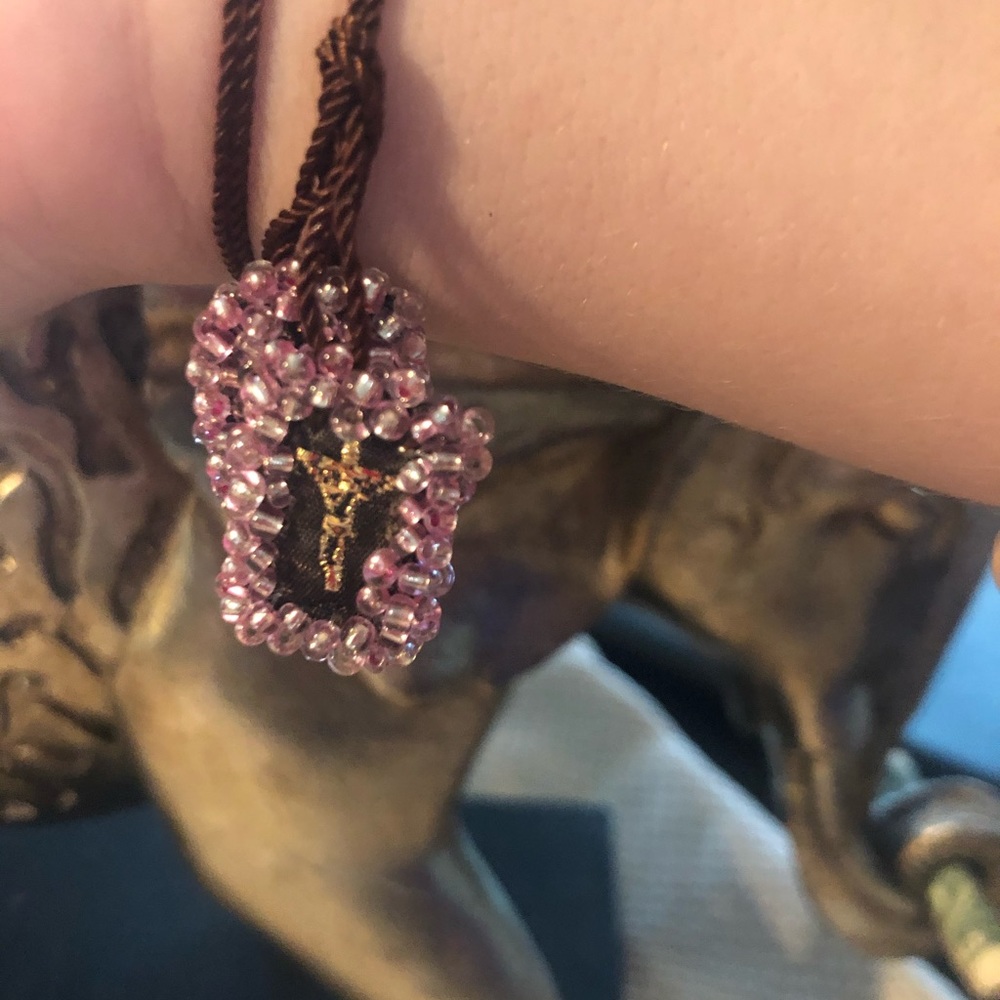 Clear pink scapular